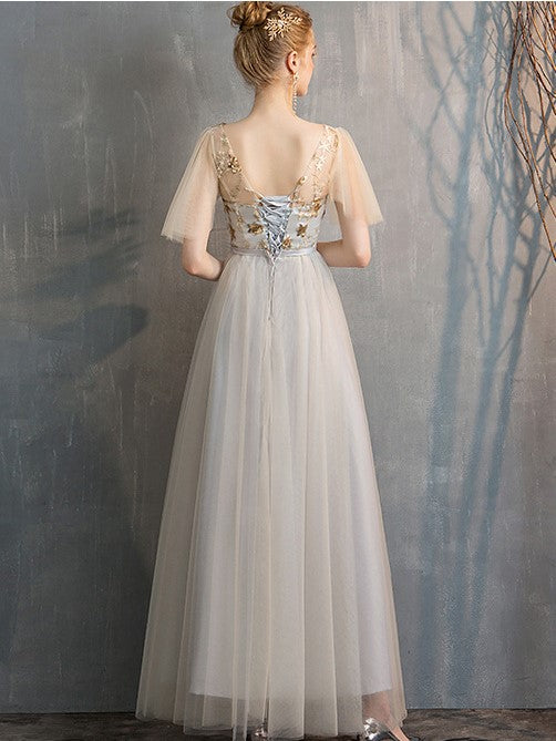 Gray Fairy Temperament Banquet Evening Dress Bridesmaid Dress