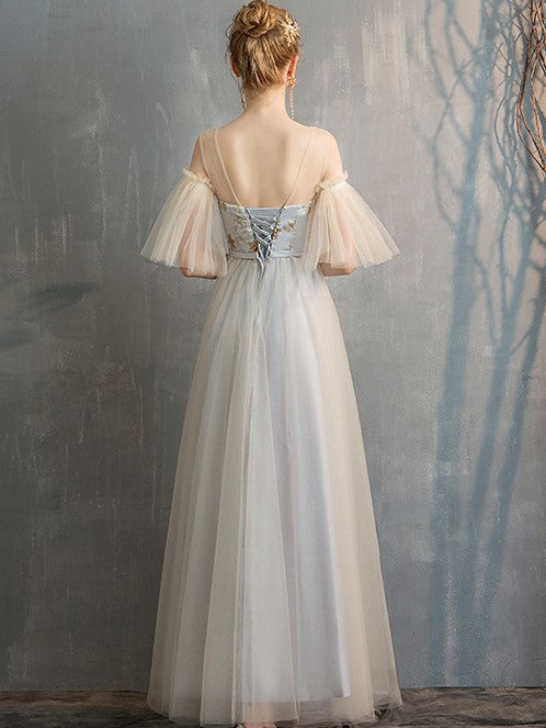 Gray Fairy Temperament Banquet Evening Dress Bridesmaid Dress