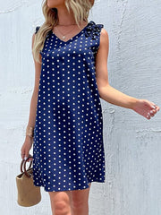 Blue Polka Dot Loose Dress