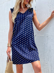 Blue Polka Dot Loose Dress