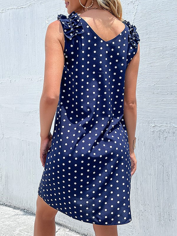 Blue Polka Dot Loose Dress