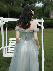 Vestido de noche de temperamento verde para dama de honor 