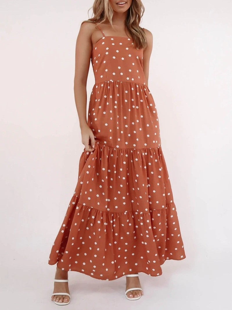 Big Wave Polka Dot Suspender Dress