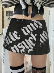 Letter Contrast Print Skirt