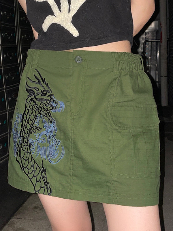 Elastic Waist Sweet And Cool Overalls Skirt