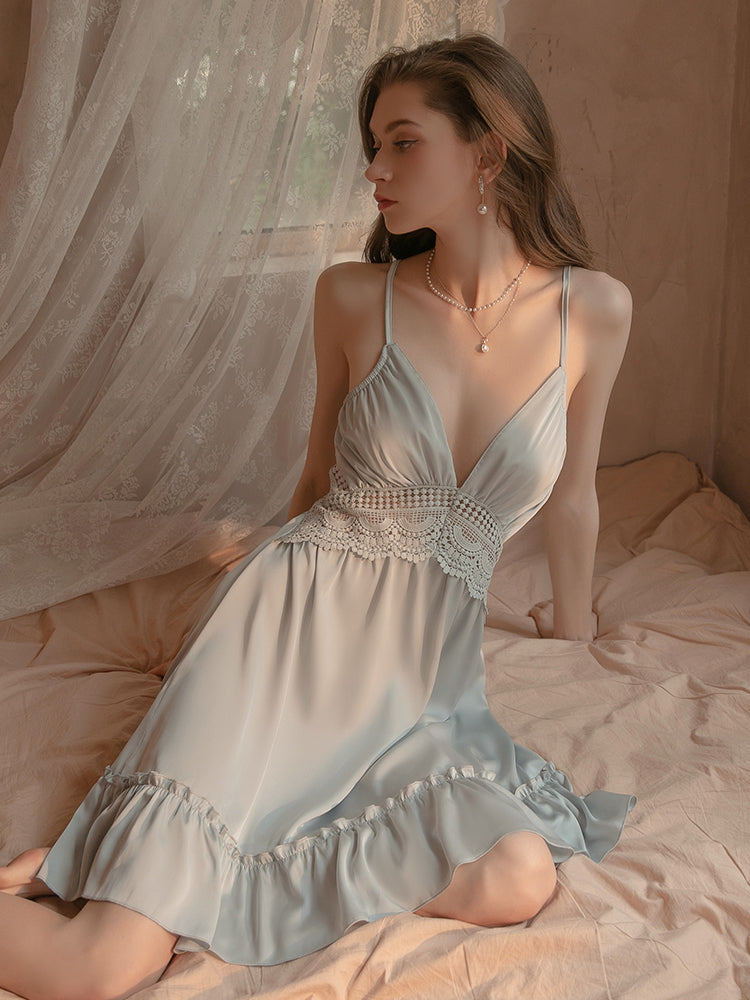Satin Lace Slip Dress