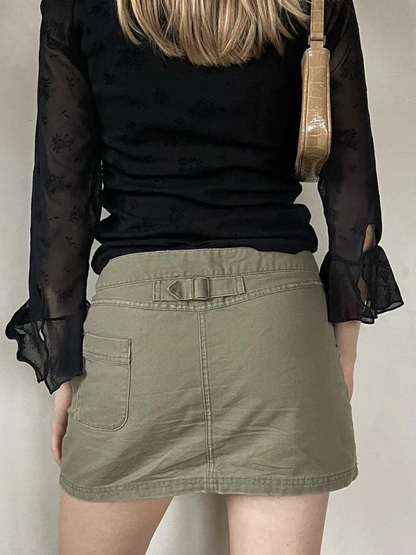 A-line Waist Bag Hip Denim Skirt