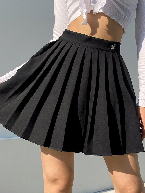 High Waist Slim Pleated Skirt