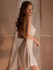 Open-back Thin Satin Slip Nightdress