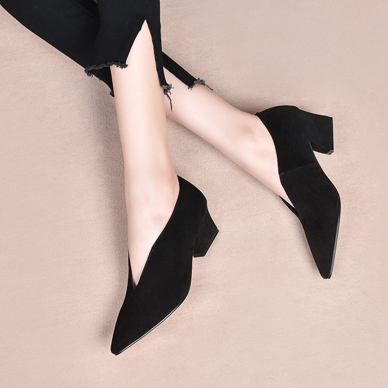 Rectangular Cut Heels Rachael V Cut Heels Pumps – MagChic