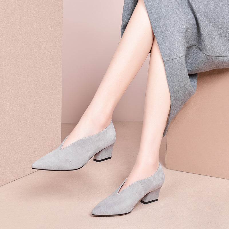 Rectangular Cut Heels Rachael V Cut Heels Pumps – MagChic