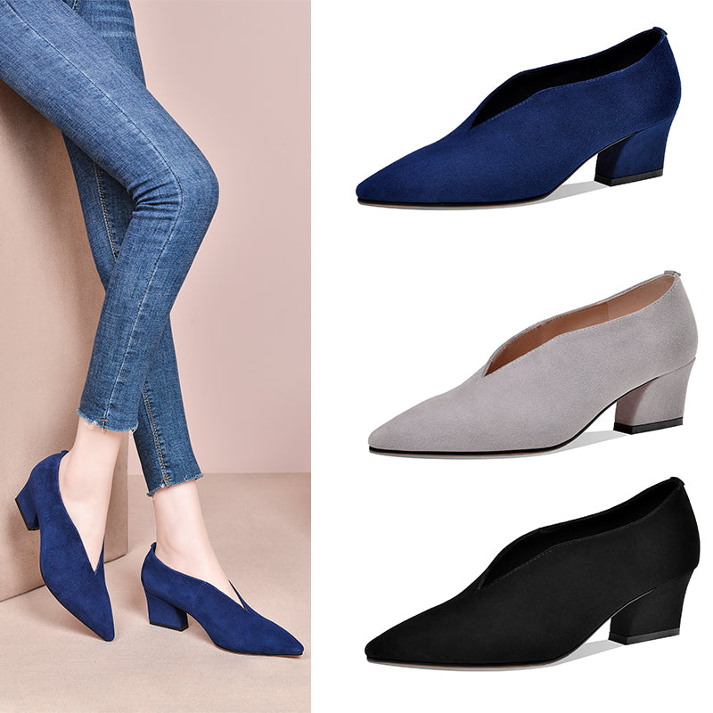 Rectangular Cut Heels Rachael V Cut Heels Pumps – MagChic