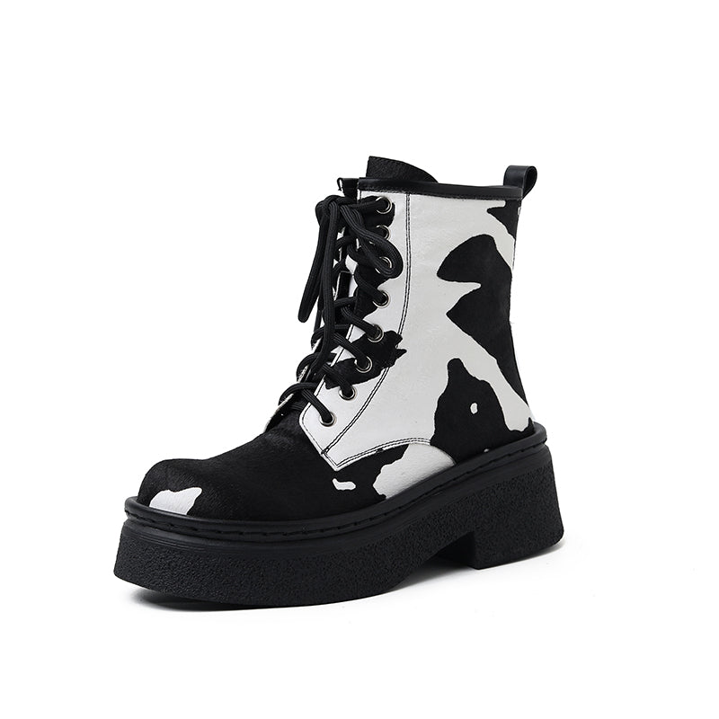 Nila Cow Print Boots Women