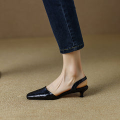 Norah Black Heeled Slingbacks