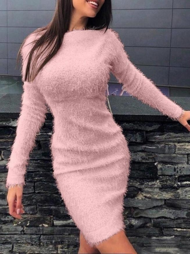 Plush Long Sleeve Skinny Mini Dress