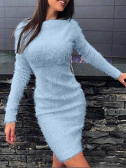 Plush Long Sleeve Skinny Mini Dress