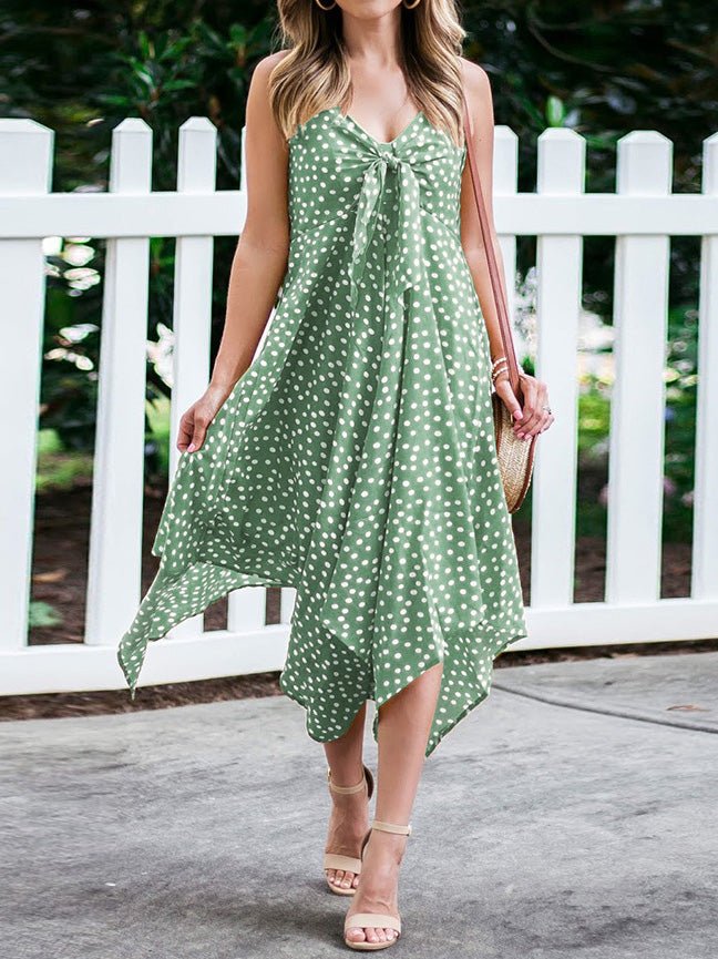 Polka Dot Print Sling Irregular Dress