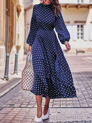 Polka Dot Slim Long Sleeve Dress