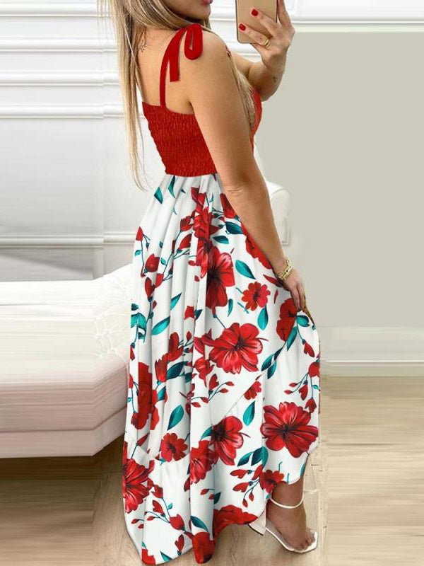 Printed Belted Straptop Irregular Dress