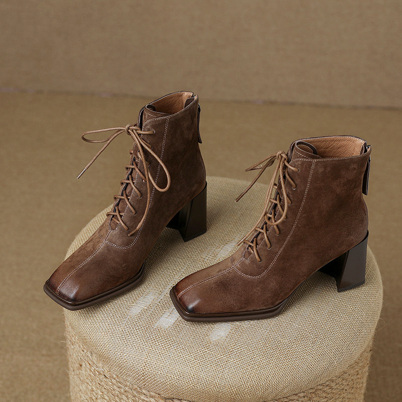 Nyomi Brown Lace up Ankle Boots