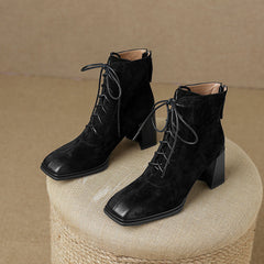 Nyomi Lace up Chunky Heel Ankle Boots