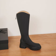 Nyah Platform Black Knee High Boots