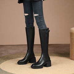 Nyomi Black Block Heel Knee High Boots