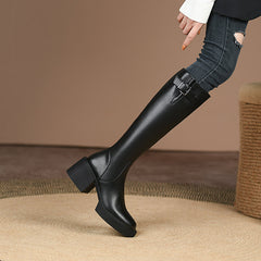 Nyomi Black Block Heel Knee High Boots