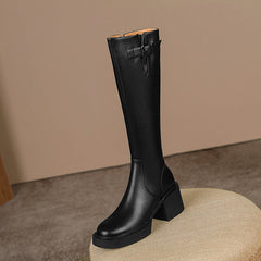 Nyomi Black Block Heel Knee High Boots