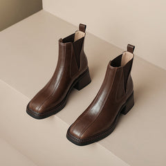 Nina Leather Square Toe Chelsea Boots