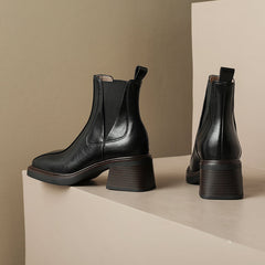 Nina Leather Square Toe Chelsea Boots