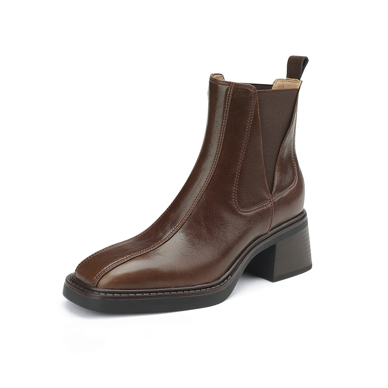 Nina Leather Square Toe Chelsea Boots