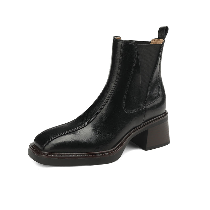 Nina Leather Square Toe Chelsea Boots