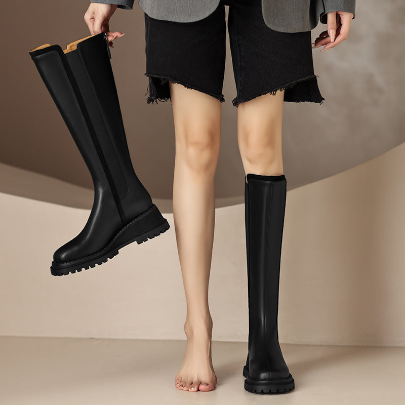 Noel Black Platform Knee High Boots