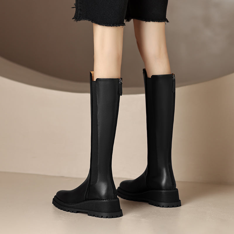 Noel Black Platform Knee High Boots