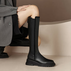 Noel Black Platform Knee High Boots