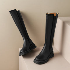 Noel Black Platform Knee High Boots