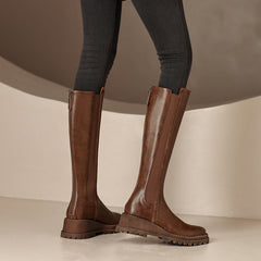 Noel Brown Platform Knee High Boots