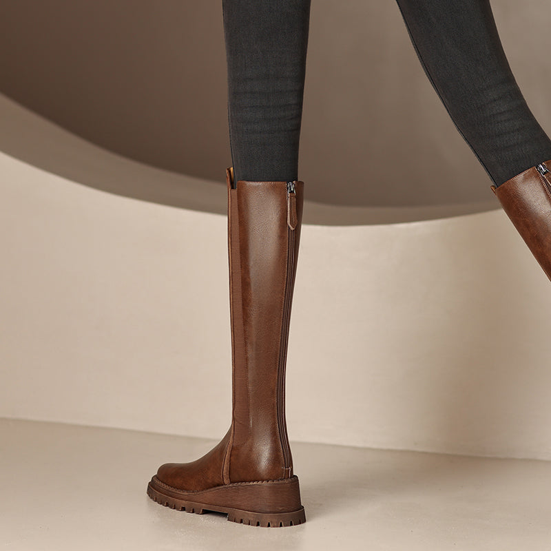 Noel Brown Platform Knee High Boots