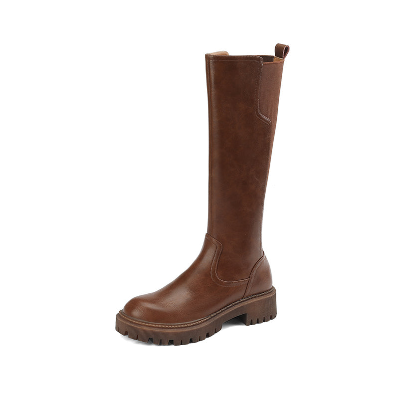 Noah Platform Brown Knee High Boots