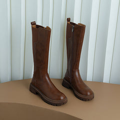 Noah Platform Brown Knee High Boots