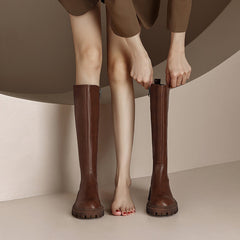 Noah Platform Brown Knee High Boots