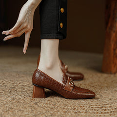 Noemi Brown Heeled Loafers Womens