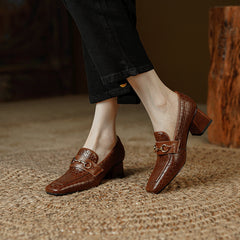 Noemi Brown Heeled Loafers Womens