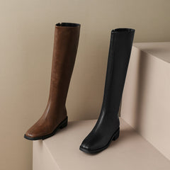 Novah Knee High Black Square Toe Boots