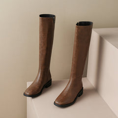 Novah Brown Leather Knee High Boots