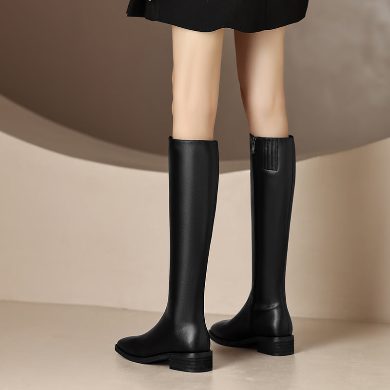 Novah Knee High Black Square Toe Boots