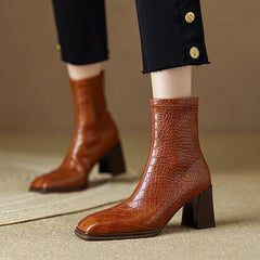 Novah Brown Crocodile Boots