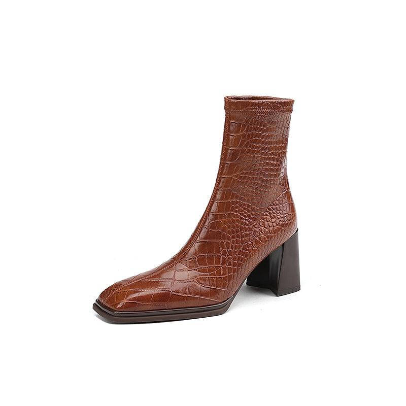 Novah Brown Crocodile Boots