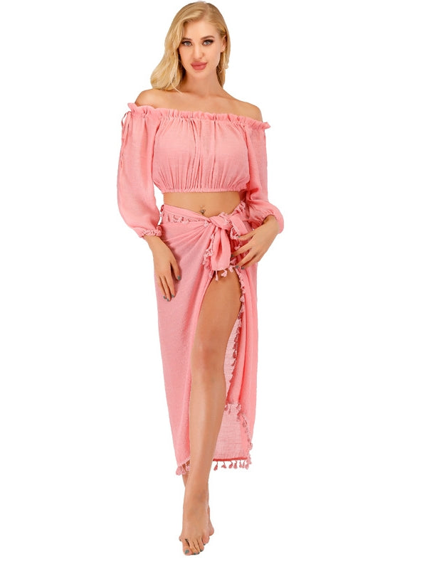 See-through Top &  Tassels Cover Up Skirt